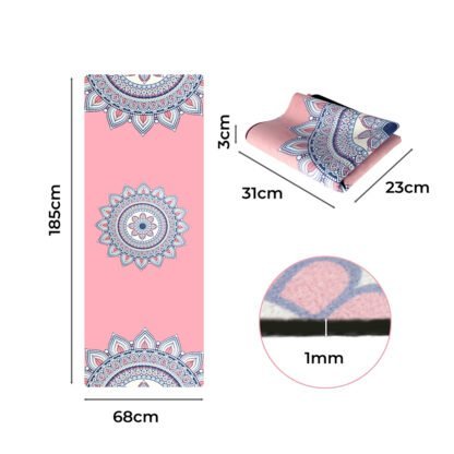 Centra Yoga Mat Foldable Non-Slip Exercise Pink - Image 3